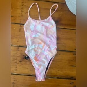Jolyn Perry Pink and Orange Swirl One-Piece Swimsuit